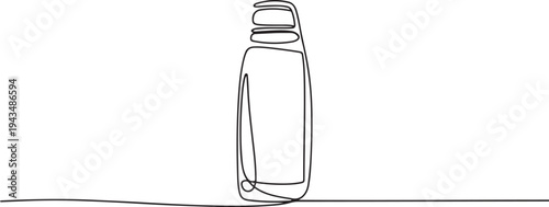 Continuous one line drawing thermos water bottle. Kitchen appliances concept. Single line draw design vector graphic illustration. one line Icon drawing