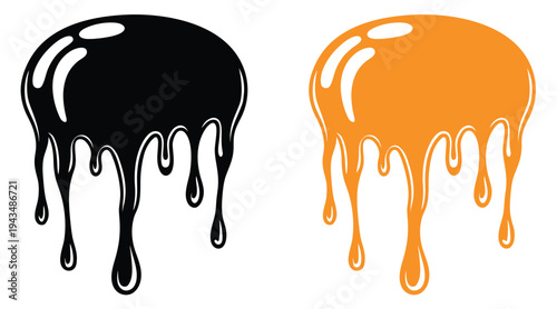 Black and orange dripping liquid shapes with highlights