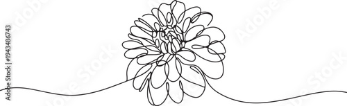 Single one line drawing dahlia flower. Beautiful flower concept. Continuous line draw design graphic vector illustration. one line Icon drawing