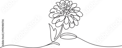 Single one line drawing dahlia flower. Beautiful flower concept. Continuous line draw design graphic vector illustration. one line Icon drawing