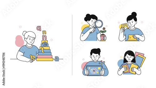 Learning and Growing Illustration: Vibrant illustrations depict individuals engaged in various learning activities, cultivating knowledge and skills.