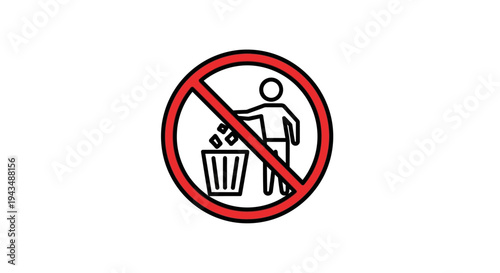 A clear graphic symbol illustrating the prohibition of littering, promoting a clean environment and responsible waste disposal practices in public and private spaces