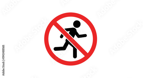 A clear warning sign indicating a prohibition against running, likely for safety reasons