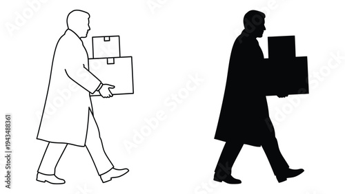 A man carrying boxes in both hands