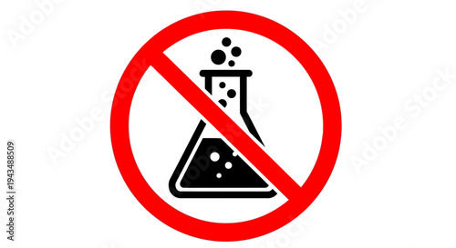 No chemicals" prohibition symbol indicating product safety and hazard warnings, representing a chemical-free zone or substance restriction