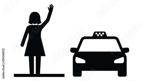 Woman hailing a taxi on the street