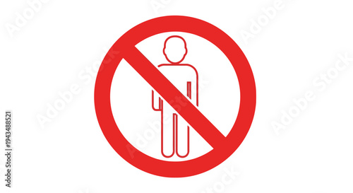 Red prohibition sign featuring a human icon, symbolizing restricted access, no entry for individuals, or privacy zone requirements
