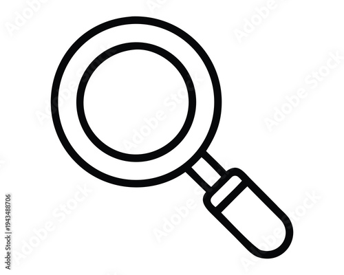 Magnifying glass outline icon, isolated vector illustration, representing search or zoom for websites and apps