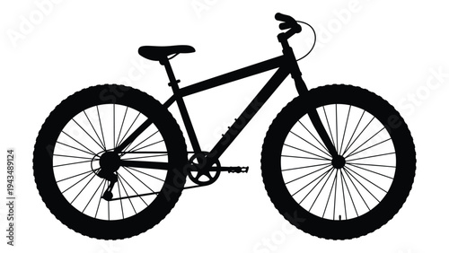 A black silhouette of a mountain bike
