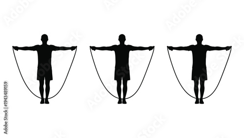 Man jumping rope in different positions