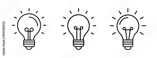 Three light bulbs vector illustration idea concept creative design energy innovation solution inspiration