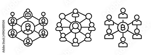 Blockchain network connection social media digital marketing bitcoin cryptocurrency concept design