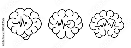Brain wave eeg illustration for medical science and healthcare concept with line art style