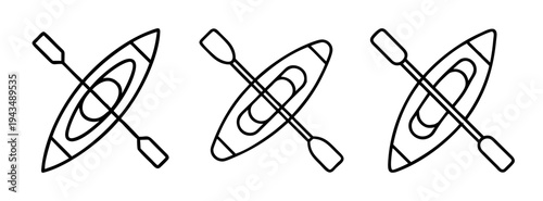 Kayak illustration vector set for outdoor adventure and water sports activities design element