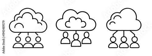 Cloud computing network diagram showing data sharing and connection of multiple users online access