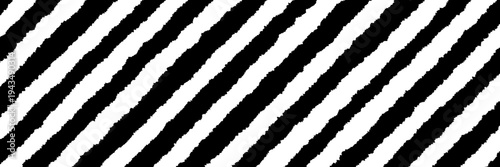 Black and white grunge zine aesthetic diagonal stripes with torn paper edges for punk rock design