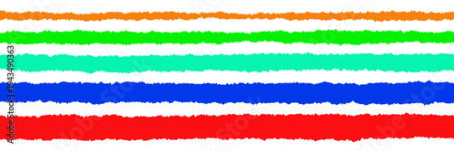 Colorful torn paper strips for kindergarten craft projects and school scrapbooking