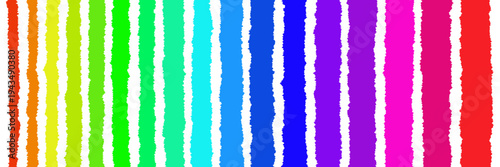 Rainbow Pride Torn Paper Borders, LGBTQ Inclusive Design Elements, Colorful Ripped Edges