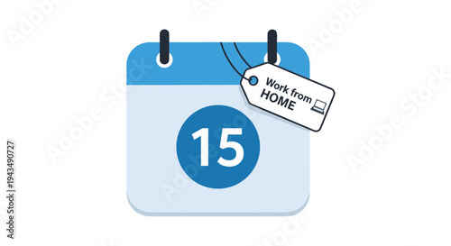A calendar with the date 15 and a work from home note on it symbolizing remote work and flexibility on a specific day, Generative AI.