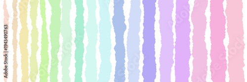 Pastel Torn Paper Strips for Digital Scrapbooking and Bullet Journaling, Rainbow Craft Paper Edges