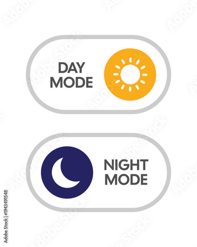 Day Mode and Night Mode Toggle Switch Icon – Sun and Moon UI Theme Selector for App Interface and Website Display Settings