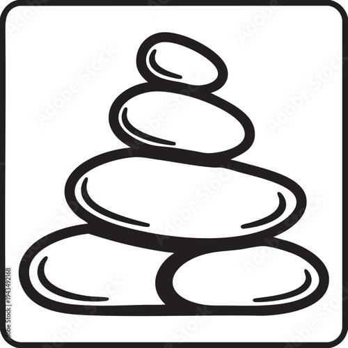 A stack of smooth spa stones is arranged in a calming illustration.