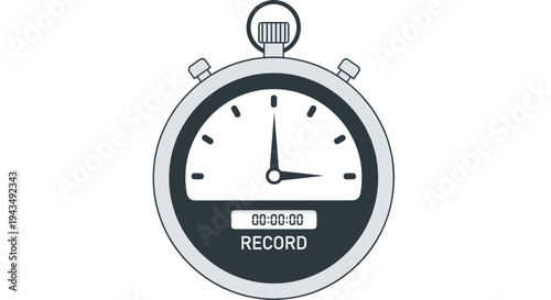 A stopwatch with a record button on a pure displaying time and a stopwatch face, Generative AI.