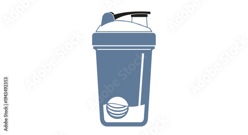 A blue colored shaker bottle with a black handle, Generative AI.