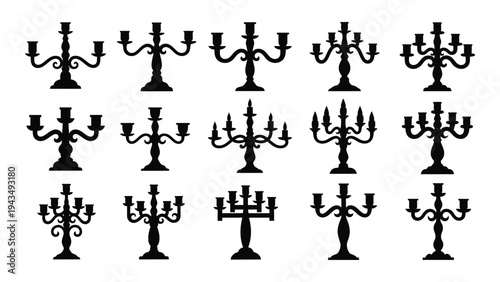 A collection of candelabras with multiple arms