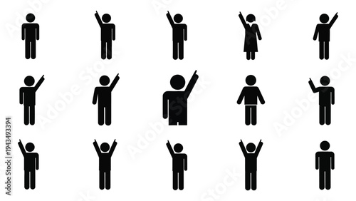 Black silhouettes of people with hands raised