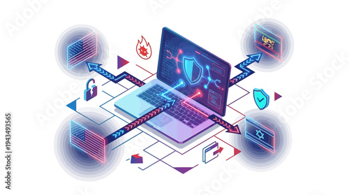 Digital Warfare Illustration – USA Israel Iran Cyber Security Conflict