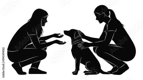 Two people and a dog sitting together