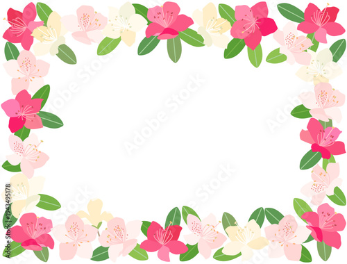 ツツジの花をフレーム状に配置したイラスト