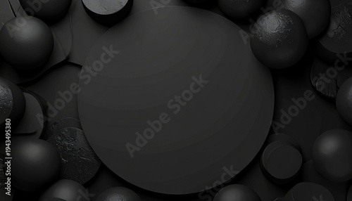 Abstract bento layout with soft corners, solid black y2k metaball segments