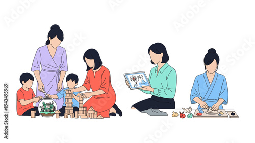 Nurturing Young Minds: A snapshot of nurturing care and guidance as adults help children explore learning. This image embodies the essential role of mentors and education. 