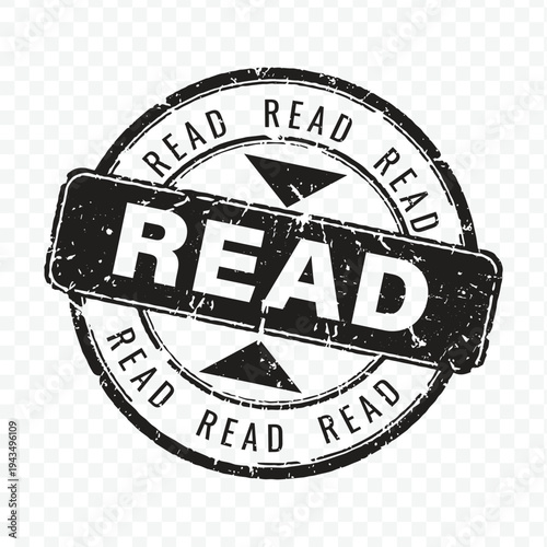 Vintage black circular grunge rubber stamp with read text for document management and information access control