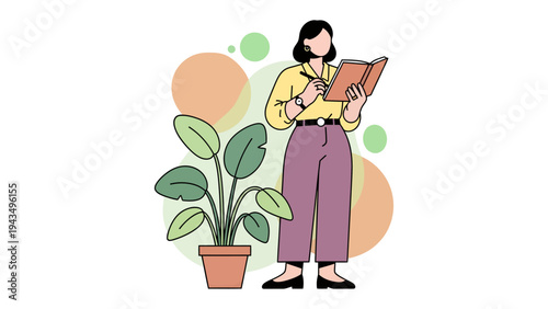 Writer in Thought: A figure engrossed in thought, diligently taking notes, surrounded by vibrant greenery, capturing a moment of focused reflection and creative expression.