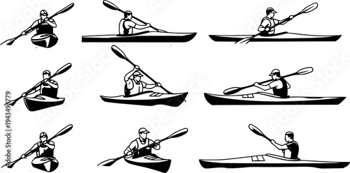 man kayaking vector on white background