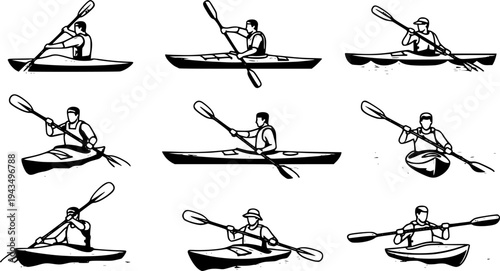 man kayaking vector on white background