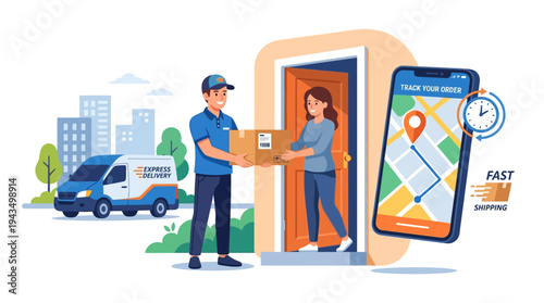E-Commerce Logistics Illustration – Delivery Service Flat Vector Design
