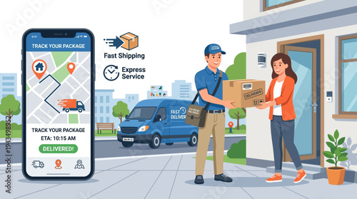 Delivery Service Concept Vector – Fast Shipping E-Commer