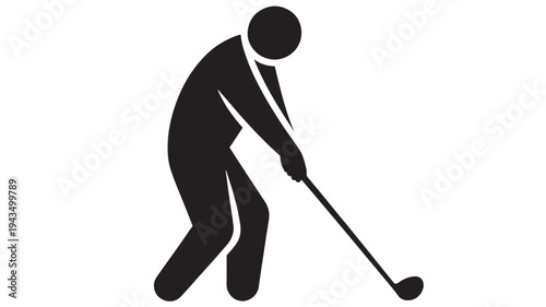 Golf Player Silhouette Icon – Businessman Playing Golf With Club Sports Leisure Vector