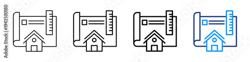Housing Project Icon Different Style Outline Collection Set.