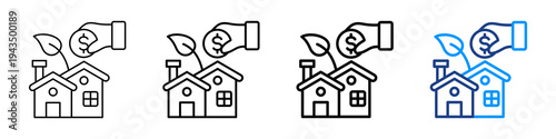 Property Investment Icon Different Style Outline Collection Set.