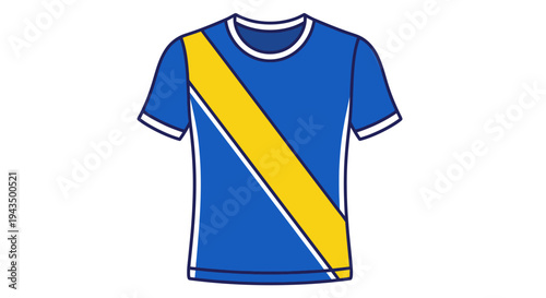 Blue and yellow striped t-shirt for sports or casual wear.