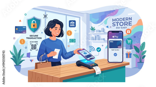 Mobile Payment Concept Vector – Digital Wallet and Contactless Transaction Illustration