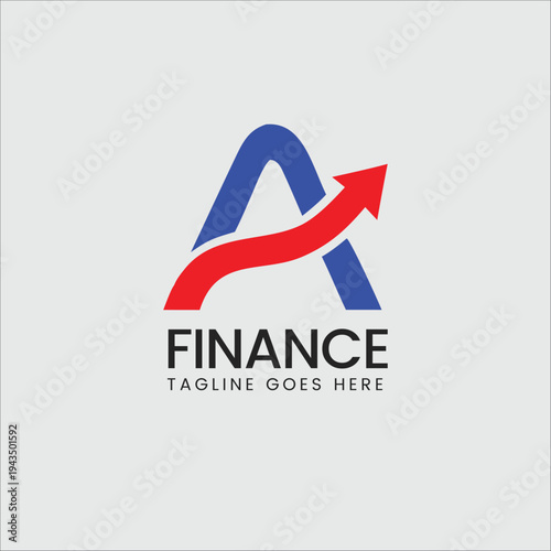 Letter A Financial Growth Logo with Red Arrow