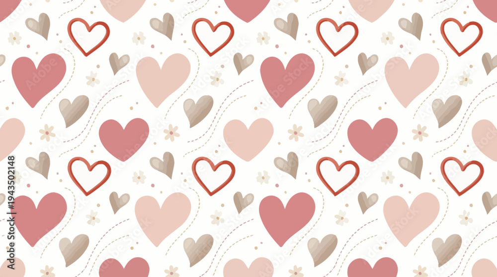 Fototapeta premium Valentine Romantic Heart Pattern – Love Seamless Illustration