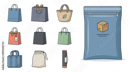 Shopping Bag UI Icons – E-Commerce Symbol Vector Pack