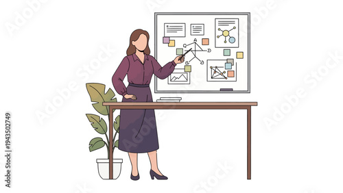 Visionary Insights: An intelligent presenter stands confidently, delivering a captivating presentation using visual aids, highlighting innovation, and fostering collaboration.